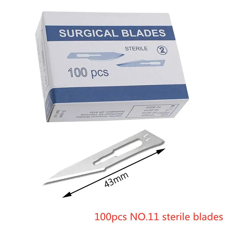 100pcs Sterile Carbon Steel Surgical Blades for DIY Cutting Phone Repair Carving Animal Grooming Maintenance Scalpel Knife