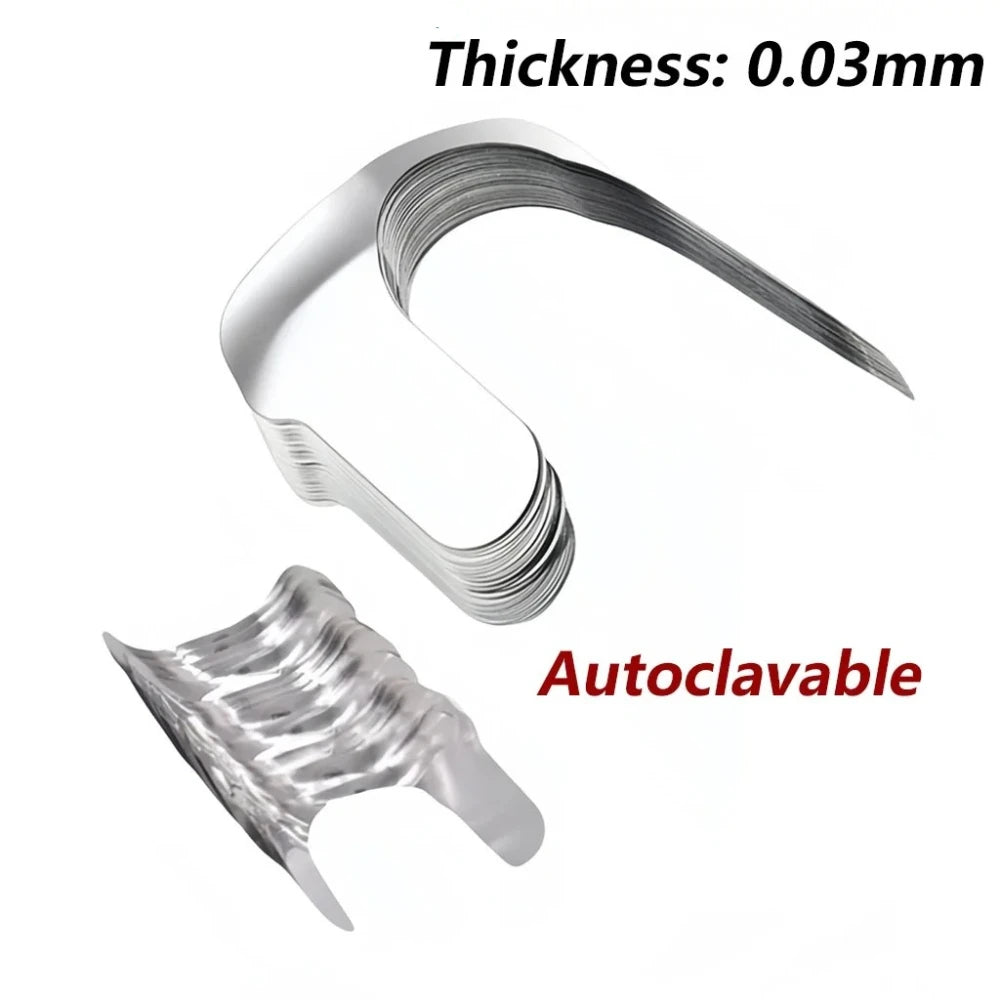 30Pcs/Box Dental Contoured Matrix Bands Kit Stainless Steel Sectional Matrices for Anterior Teeth 0.03mm Dentistry Material