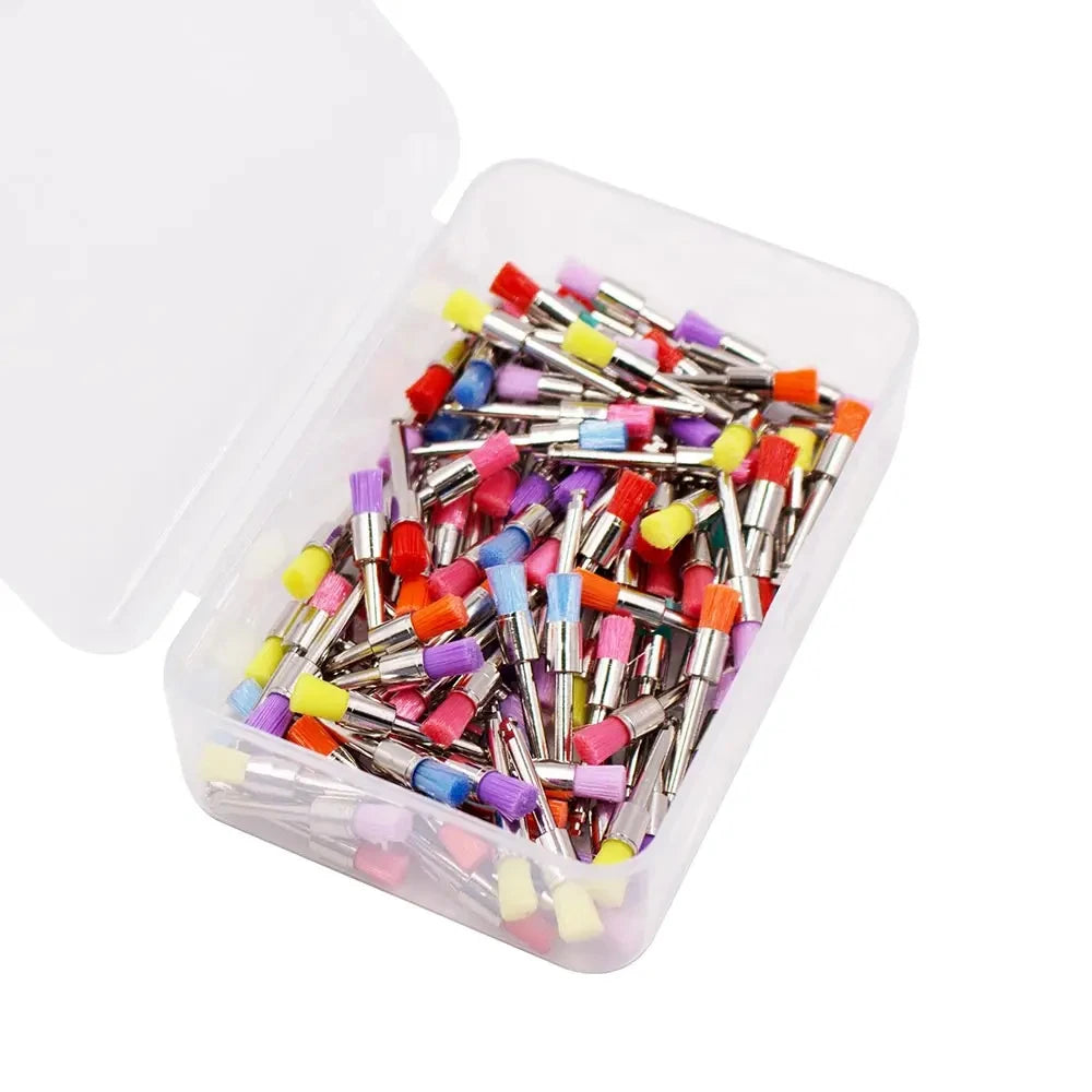 100pcs Dental Lab Nylon Latch Small Flat Polishing Polisher Prophylaxis Brushes Disposable Dental Care Brush Head