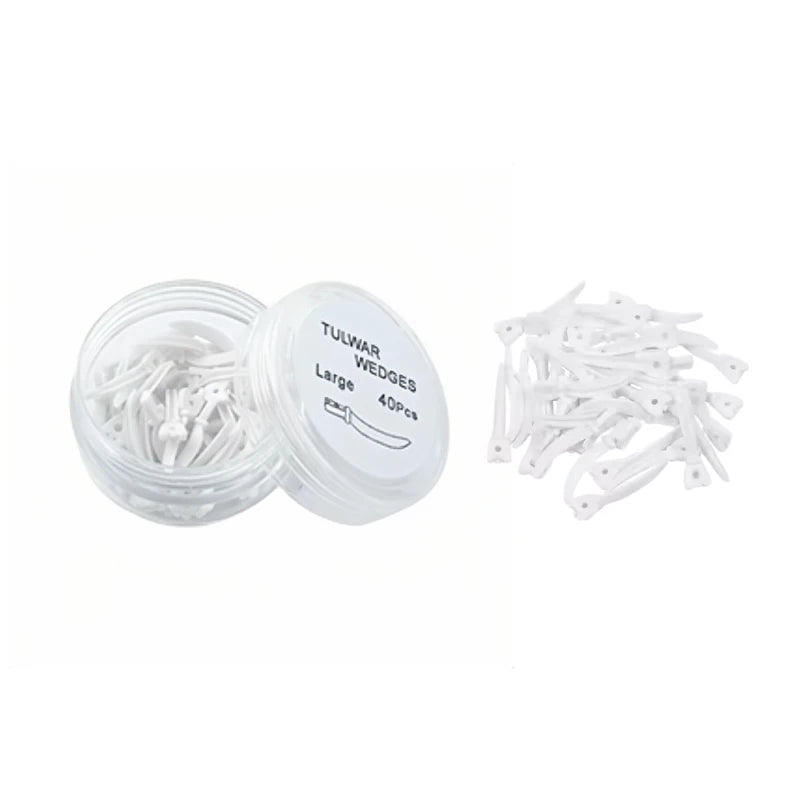 40pcs Dental Plastic Tulwar Wedges with Hole Tooth Gap Sectional Matrix Refill Disposable Oral Care Materials S/M/L