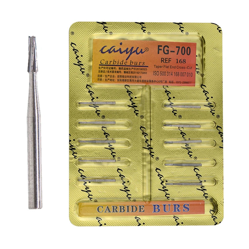 10 Pcs Dental Tungsten Steel Carbide Burs for High Speed Handpiece Bit Inverted Cone Bur/Fissure,10 Size Choosable