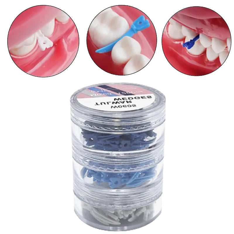 40pcs Dental Plastic Tulwar Wedges with Hole Tooth Gap Sectional Matrix Refill Disposable Oral Care Materials S/M/L
