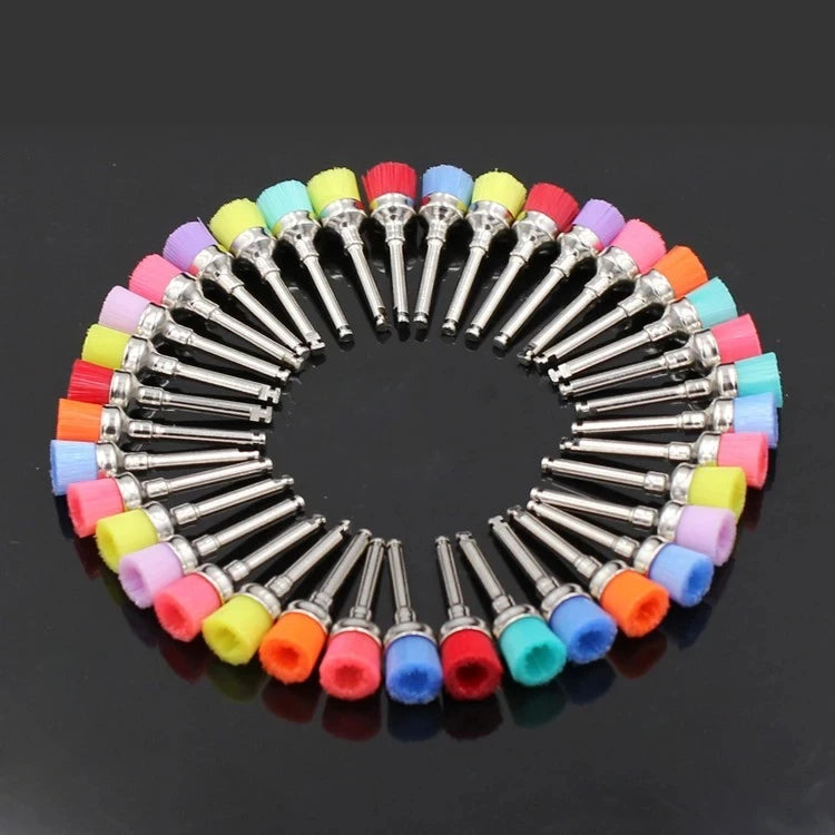 100pcs Dental Lab Nylon Latch Small Flat Polishing Polisher Prophylaxis Brushes Disposable Dental Care Brush Head