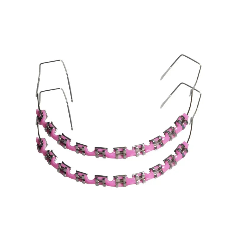 Fashion Braces 1 Pair Colorful Temporary Tooth Decoration With Metal Wires Metal Bracket Orthodontic Ligature Ties High Quality