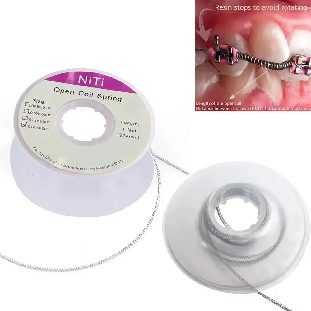 1Roll 3 Feet/914 Dental Orthodontic Niti Open Coil Spring Dental 0.008 0.010 0.012 0.014 Orthodontic Brackets Braces Archwires