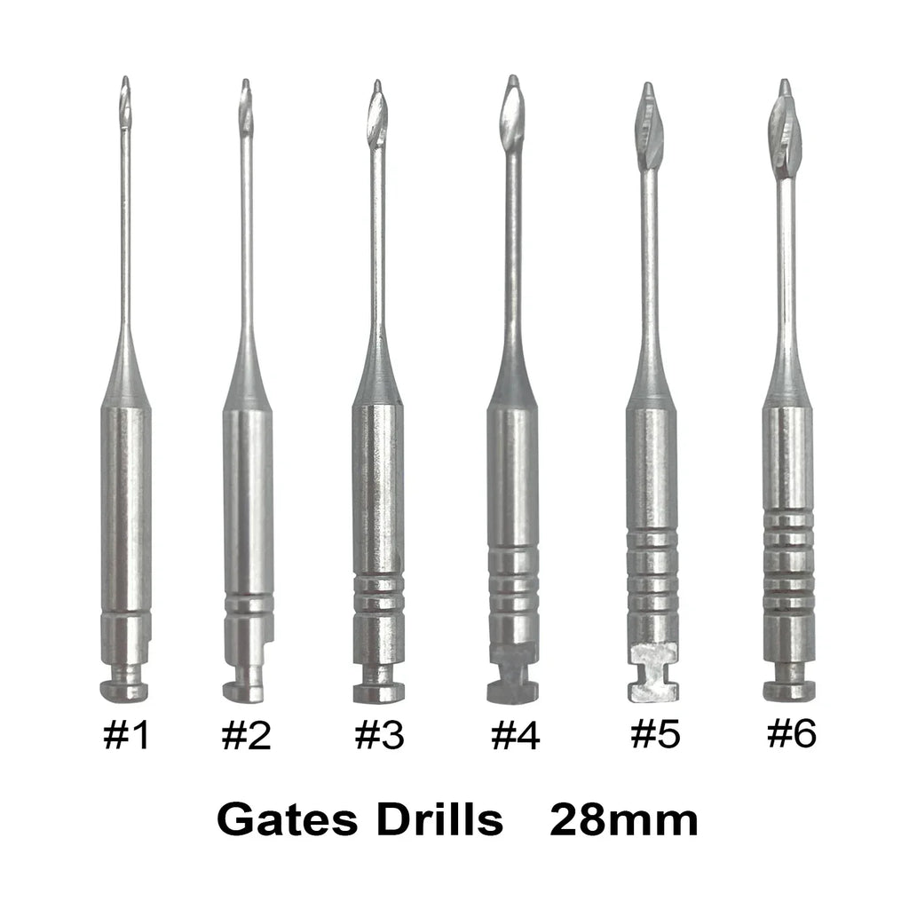 6Pcs/Pack Dental Endodontic Peeso Reamer Gates Drill Glidden Rotary 28mm 32mm Engine Use Stainless Steel Endo Files #1-6 Dentist