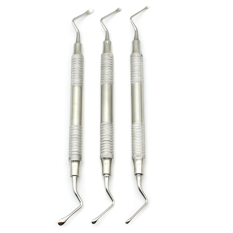 3pcs/set Dental Curette Scaler Jagged Curettes Dental Scaler Bone Curette Implant Stainless Steel dental Tools