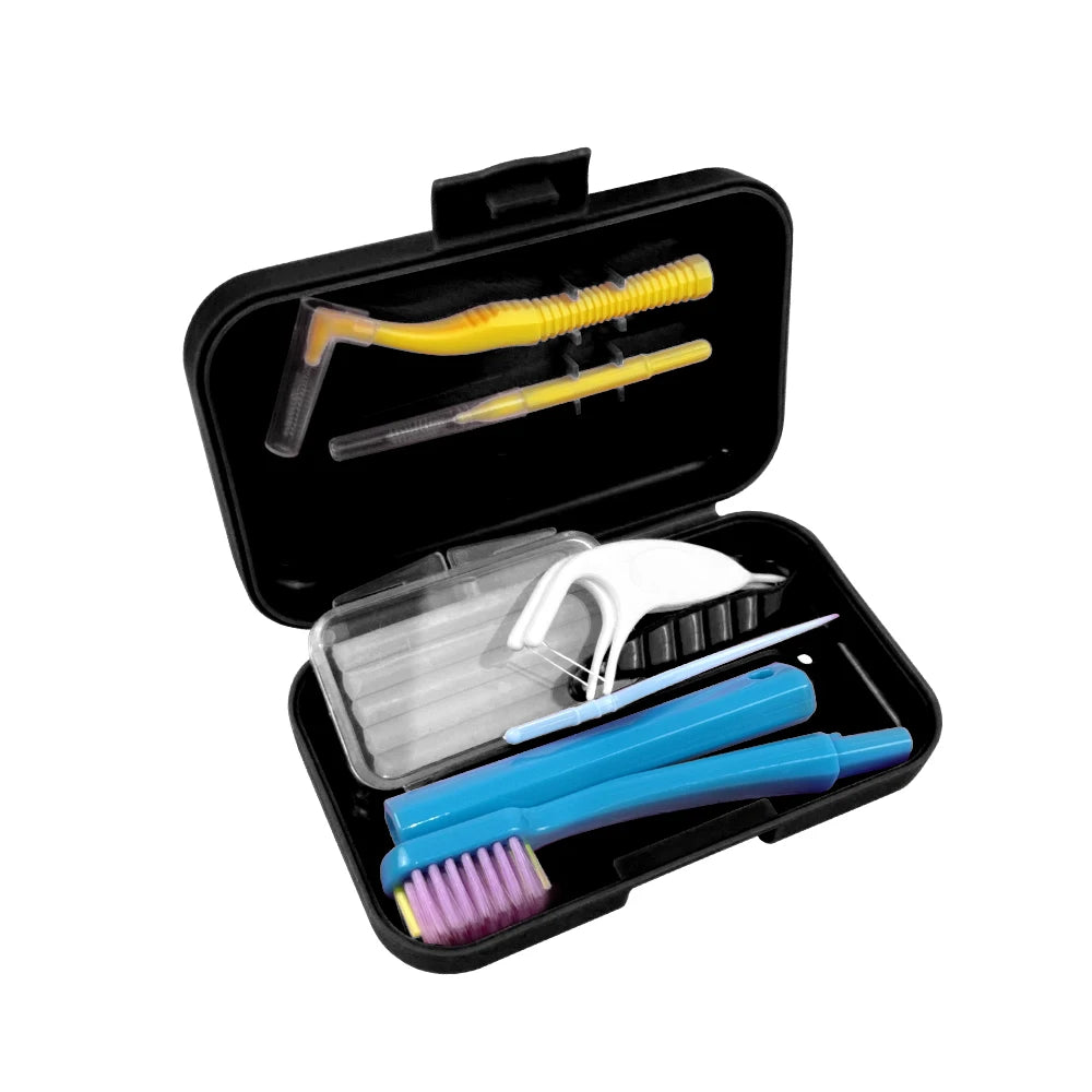 Oral Portable Toothbrush Orthodontic Set with Interdental Brush Toothbrush Teeth Cleaning Kits For Braces Gum Irritation Case