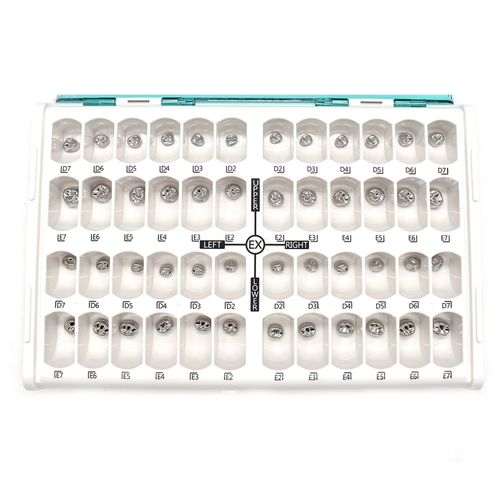 48pcs/box Dental Kid Crowns Preformed Metal Crown Stainless Steel Temporary Crowns Dentistry Orthodontic Materials Therapy Tools