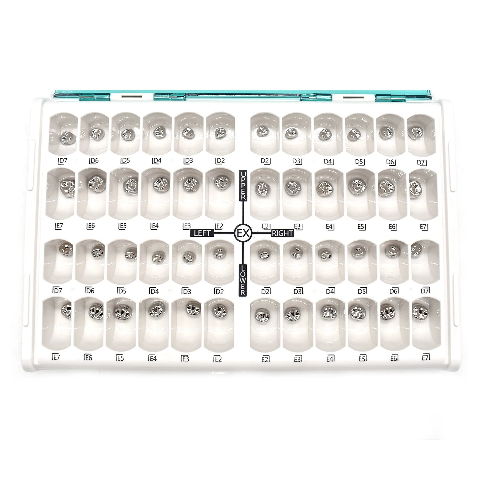 48pcs/box Dental Kid Crowns Preformed Metal Crown Stainless Steel Temporary Crowns Dentistry Orthodontic Materials Therapy Tools