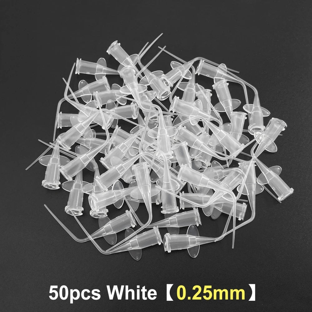 50pcs/bag 0.25/0.35mm Dental Irrigation Syringe Tip Calcium Hydroxide Delivery Needle Tips PVC Dentistry Lab Materials