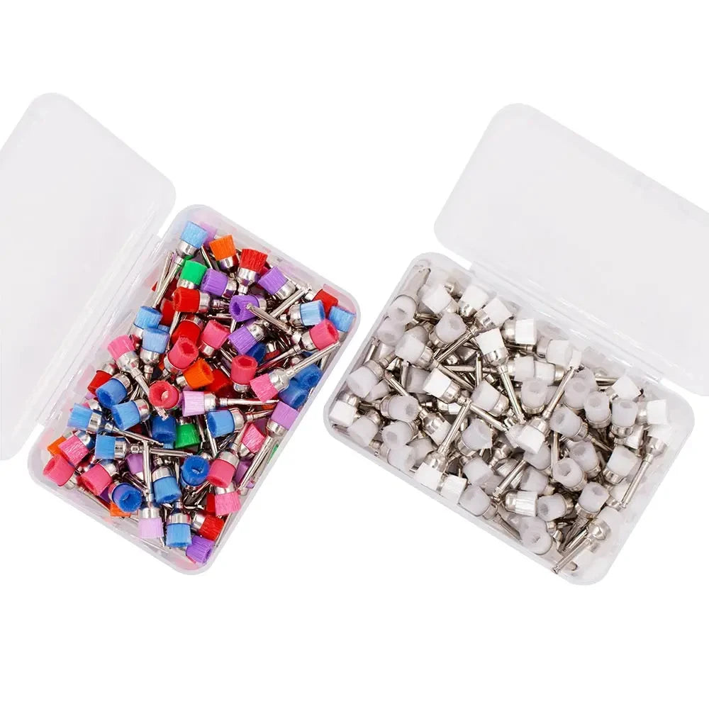 100pcs Dental Lab Nylon Latch Small Flat Polishing Polisher Prophylaxis Brushes Disposable Dental Care Brush Head