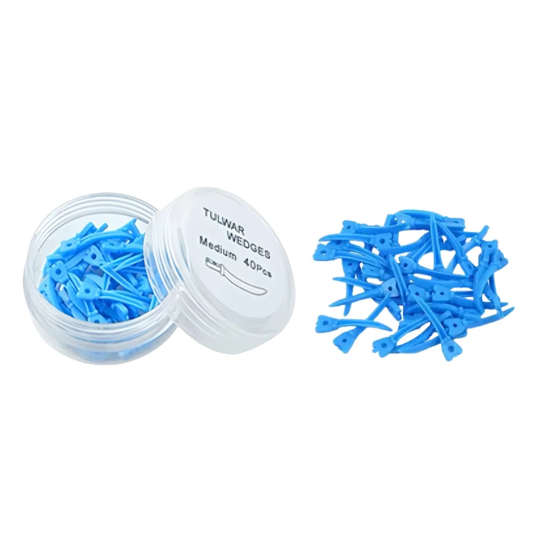 40pcs Dental Plastic Tulwar Wedges with Hole Tooth Gap Sectional Matrix Refill Disposable Oral Care Materials S/M/L