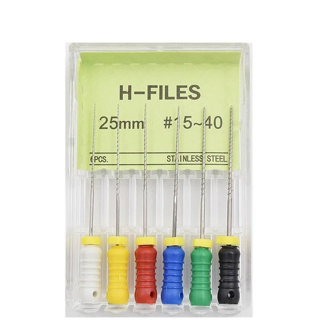 6Pcs/Box Dental Hand Use H Files Stainless Steel Endodontic Root Canal Files