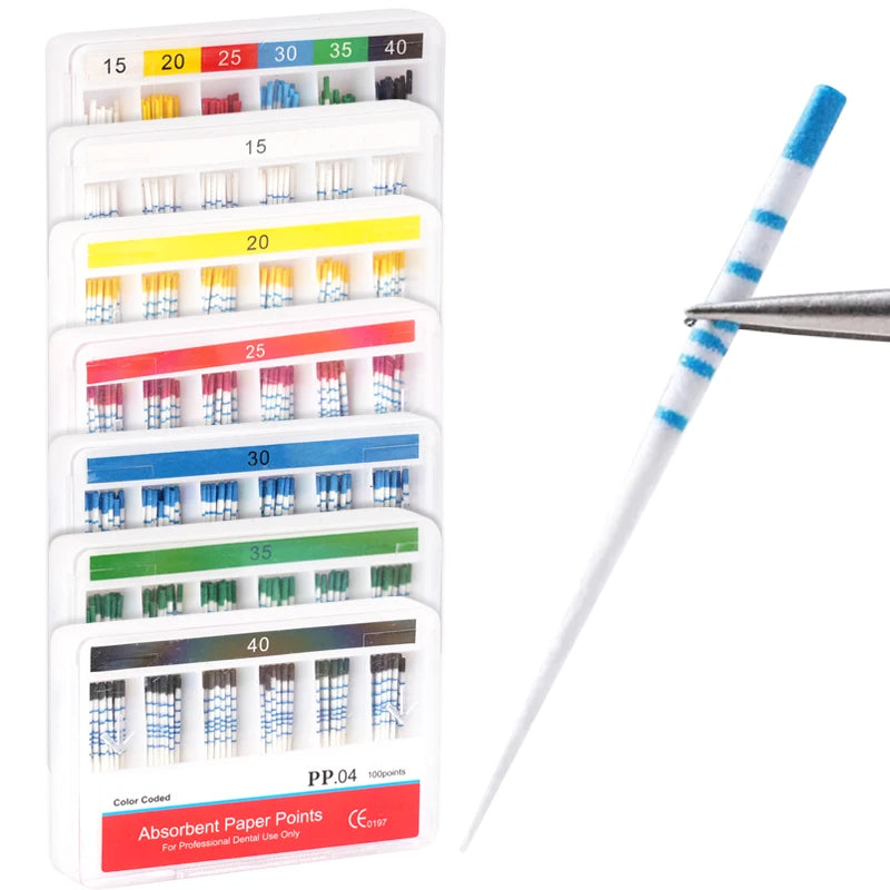 100PCS/box Dental Absorbent Paper Points  With Scale 15-40# Endodontics Absorbent Paper Cone Dental Clinics Consumables