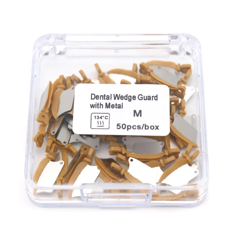 50Pcs/Box Dental Wedge Prime Teeth Interproximal Wedge Guard With Metal Plastic Wedge Knife With Dental Steel Matrix S/M/L