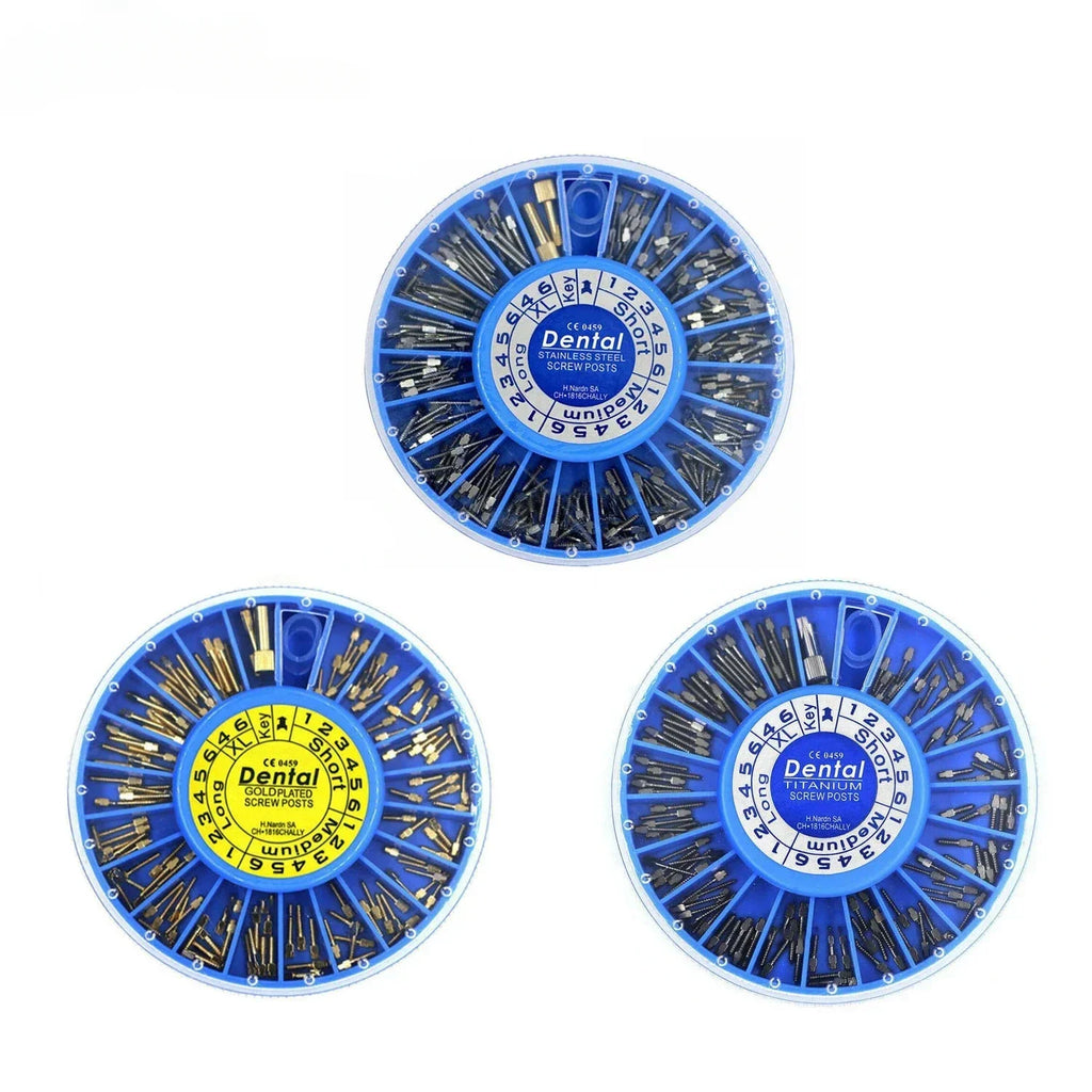 120 Pcs/Box Dental Endodontic Conical Screw Post Endo Root Canal Pins Pure Titanium Gold Plated Stainless Steel Material