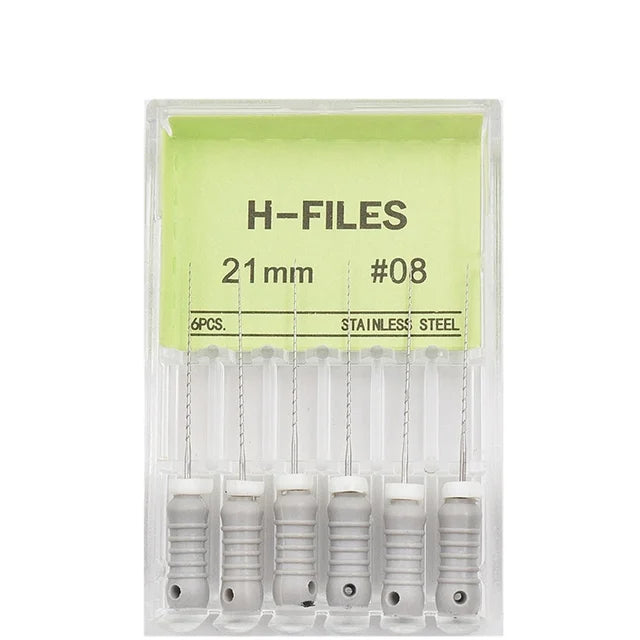6Pcs/Box Dental Hand Use H Files Stainless Steel Endodontic Root Canal Files