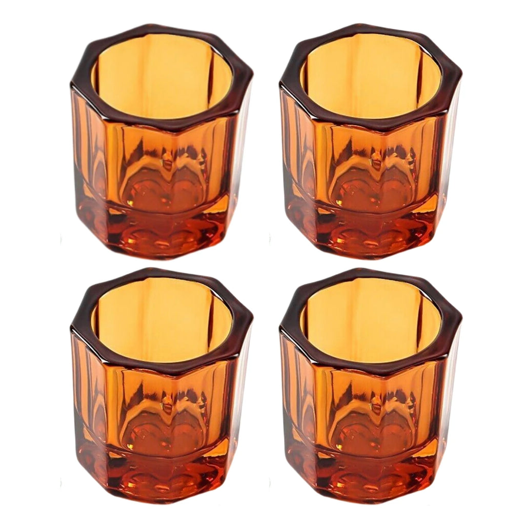 4Pcs/Pack Crystal Glass Dappen Dish Dental Mixing Bowls Liquid Nail Art Cup Octagonal Glassware Dentist Lab Tools