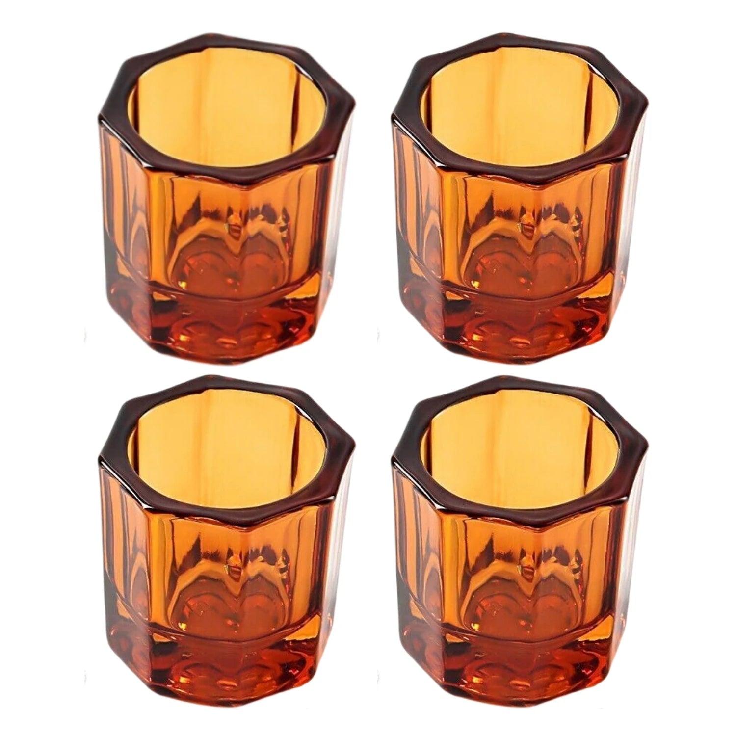 4Pcs/Pack Crystal Glass Dappen Dish Dental Mixing Bowls Liquid Nail Art Cup Octagonal Glassware Dentist Lab Tools