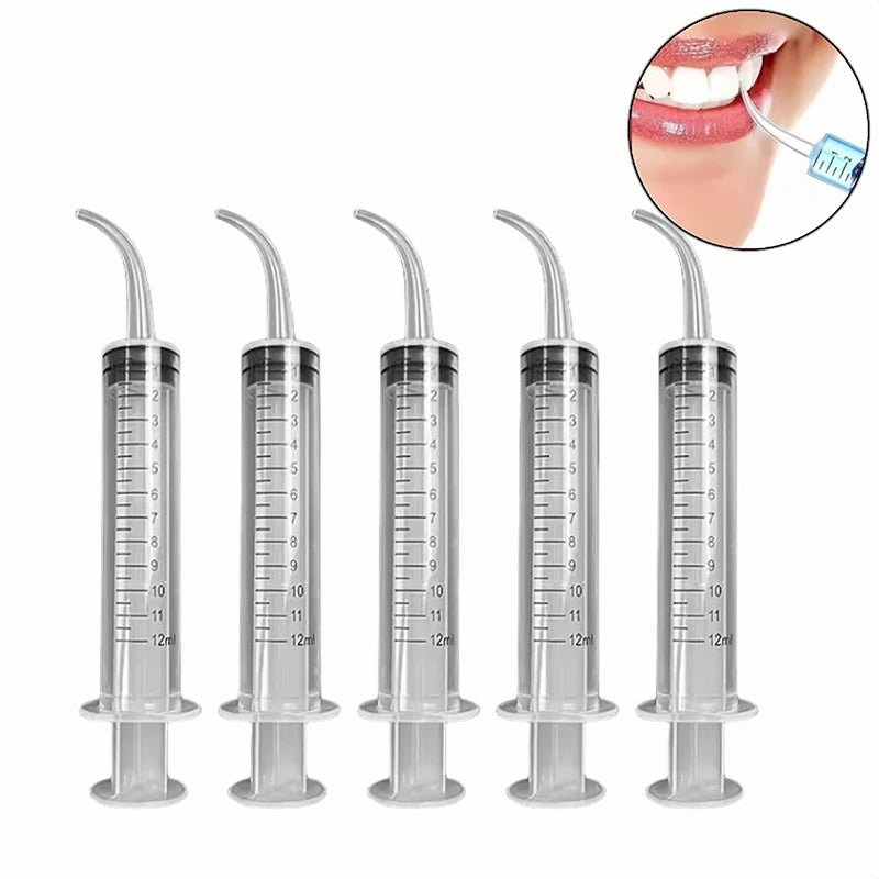 Product Package:  5PCS/10Pcs/20Pcs Dental Disposable Irrigation Syringe With Curved Tip 12ml For Dentist Use Dental Consumable Tool Oral Teeth Whitening  Product Specifiction:  1.Item name:Dental Irrigation Syringe 2.Color:Transparent 3.Material:PP Plas