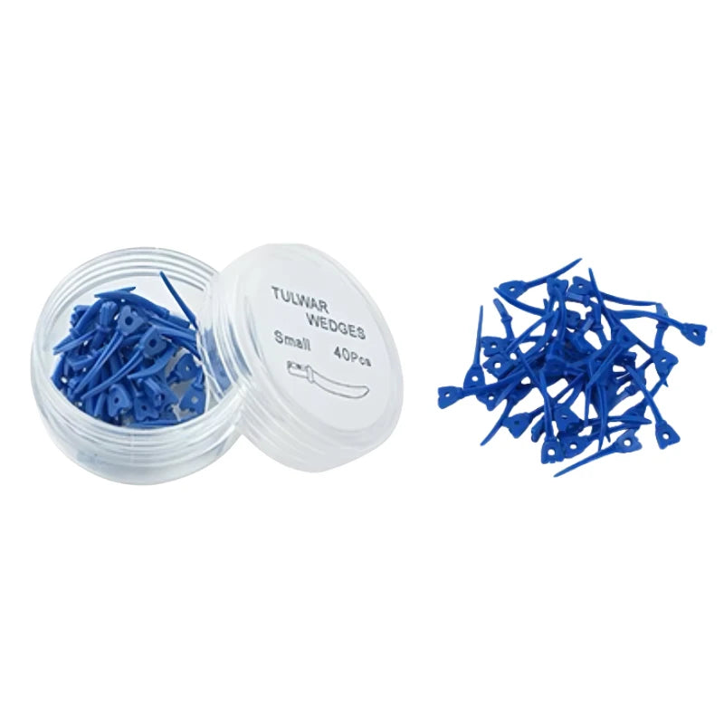 40pcs Dental Plastic Tulwar Wedges with Hole Tooth Gap Sectional Matrix Refill Disposable Oral Care Materials S/M/L