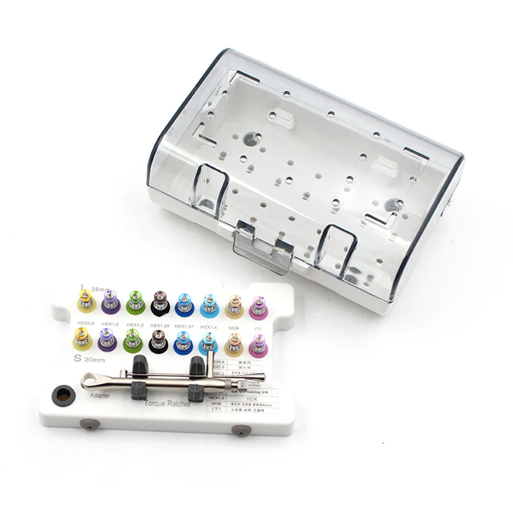 Dental Implant Restoration Tool Kit Dental Tool Box Dental Universal Implant Torque Screwdrivers Wrench 10-70NCM Dentist Tools