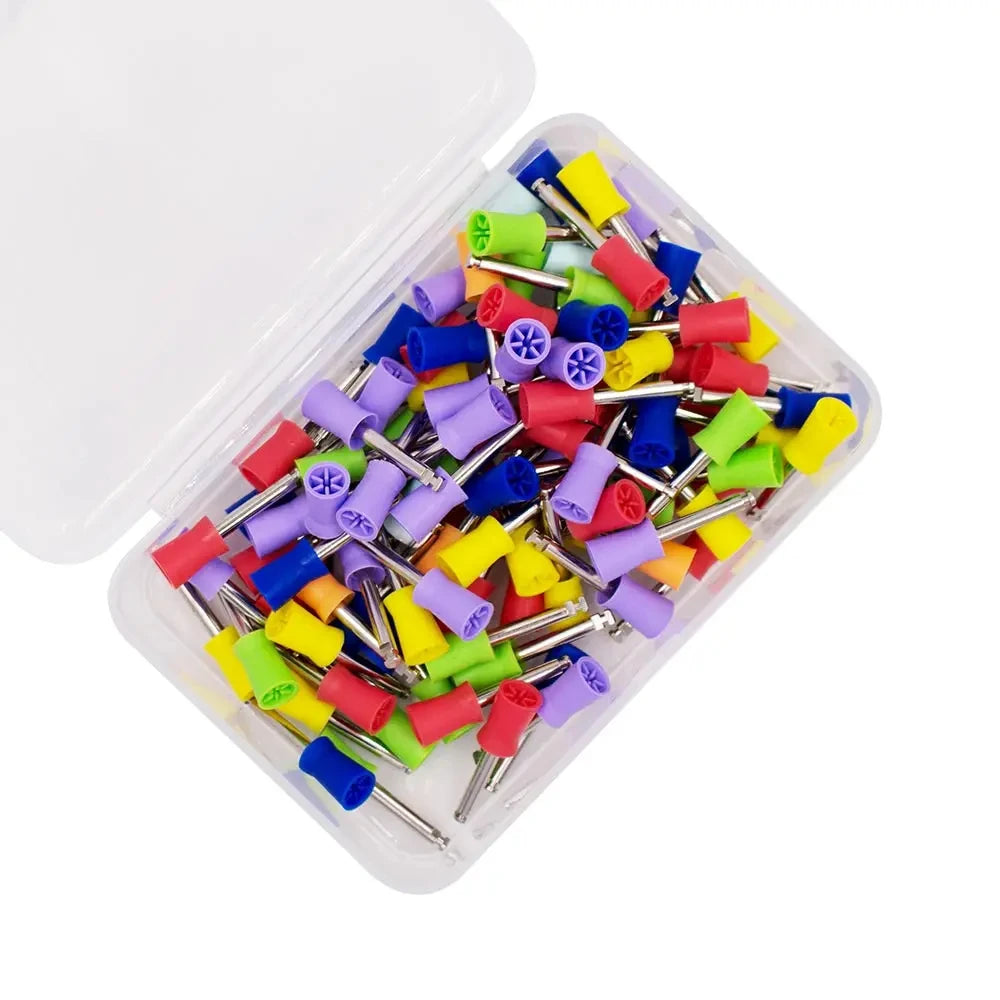 100pcs Dental Lab Nylon Latch Small Flat Polishing Polisher Prophylaxis Brushes Disposable Dental Care Brush Head
