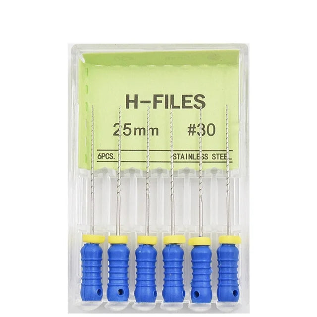 6Pcs/Box Dental Hand Use H Files Stainless Steel Endodontic Root Canal Files
