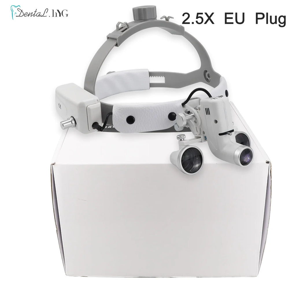 2.5X/3.5X  Dental LED Light Lamp Binocular Loupes Brightness Spot Adjustable Dental Lab 5W Headlamp For Surgical Headlight