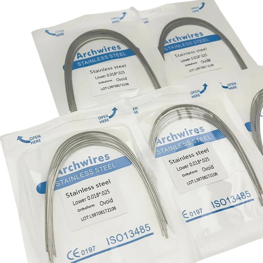 10pcs/bag Dental Orthodontic ArchWire Ti-Mo Alloy Archwire Natural Rect Upper Lower TMABeta Titanium Molybdenum Dentist Material