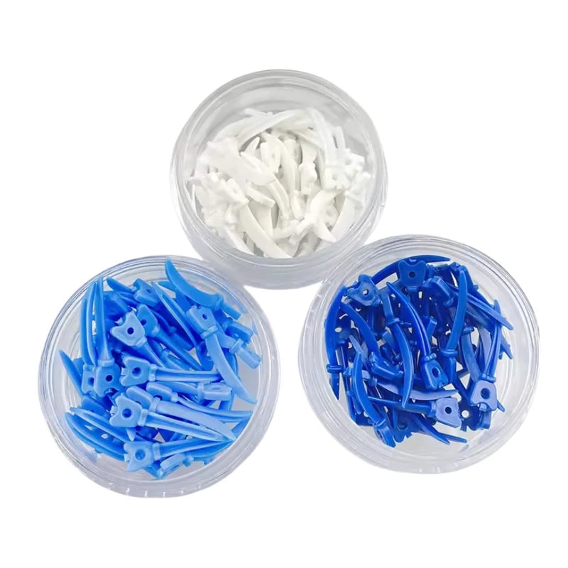 40pcs Dental Plastic Tulwar Wedges with Hole Tooth Gap Sectional Matrix Refill Disposable Oral Care Materials S/M/L