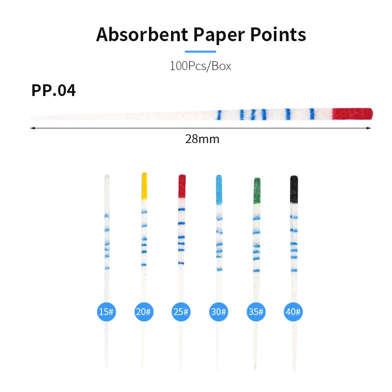 100PCS/box Dental Absorbent Paper Points  With Scale 15-40# Endodontics Absorbent Paper Cone Dental Clinics Consumables