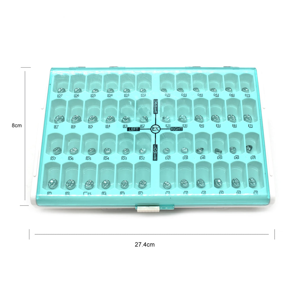 48pcs/box Dental Kid Crowns Preformed Metal Crown Stainless Steel Temporary Crowns Dentistry Orthodontic Materials Therapy Tools