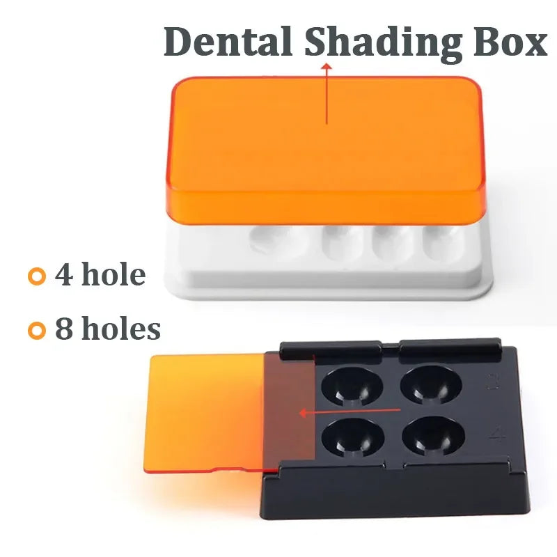 4/8 Slots Dental Resin Shade Light Storage Box Dental Palette with Cover Dental Veneer Box Mix Hood Case Shading Organizer Tool
