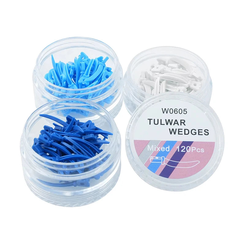 40pcs Dental Plastic Tulwar Wedges with Hole Tooth Gap Sectional Matrix Refill Disposable Oral Care Materials S/M/L