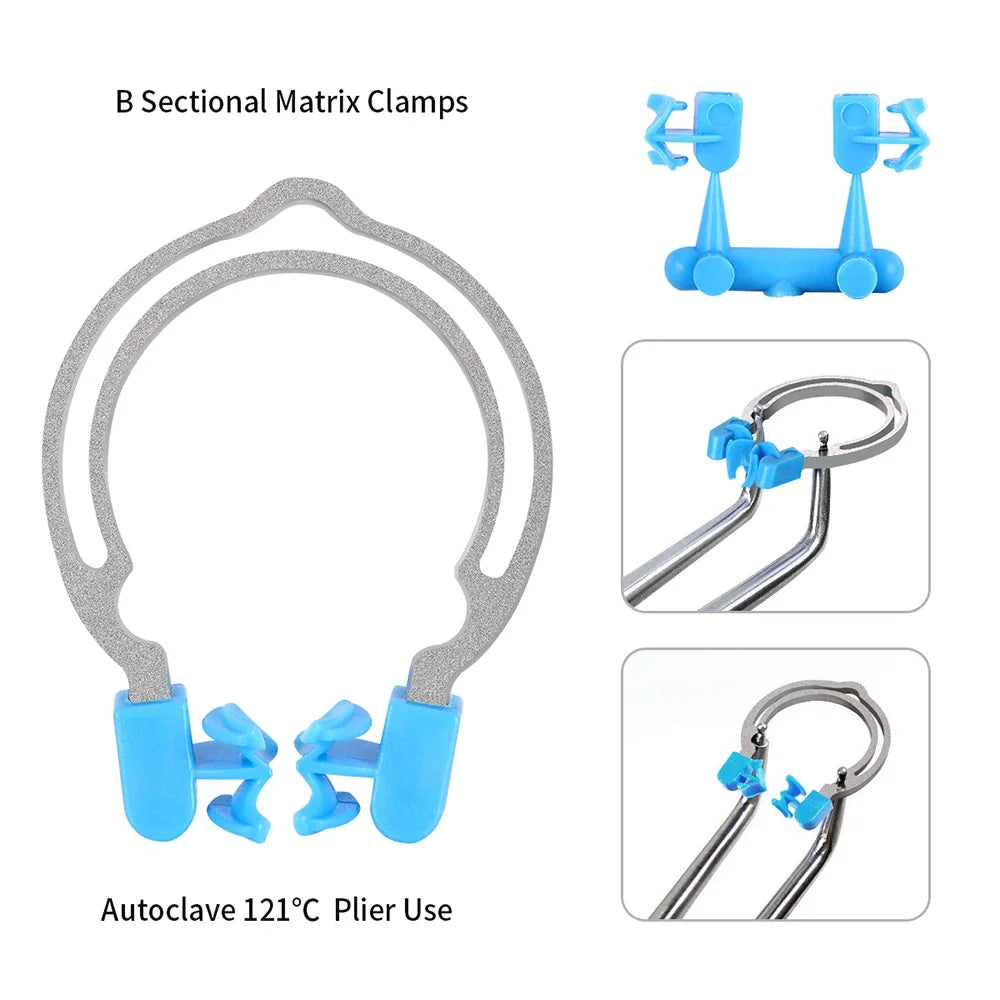 Dental Matrix Sectional Contoured Matrices Clamps Wedges Metal Spring Clip Rings Dentist Tools Dental Lab Instrument