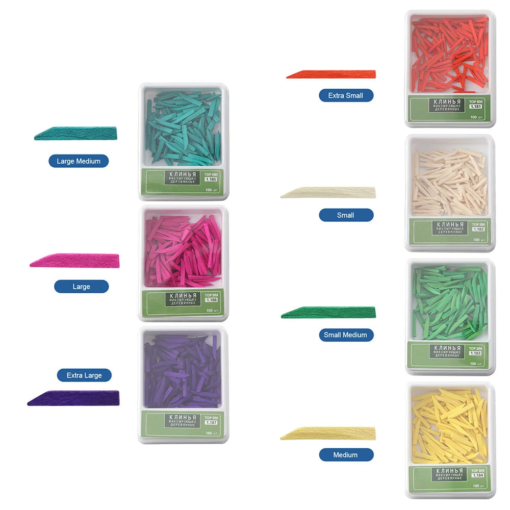 100PCS/BOX  Azdent Dental Wedges Composite  Wooden Wedges Matrix Matrices Dam Composite Tooth Seperator Tools