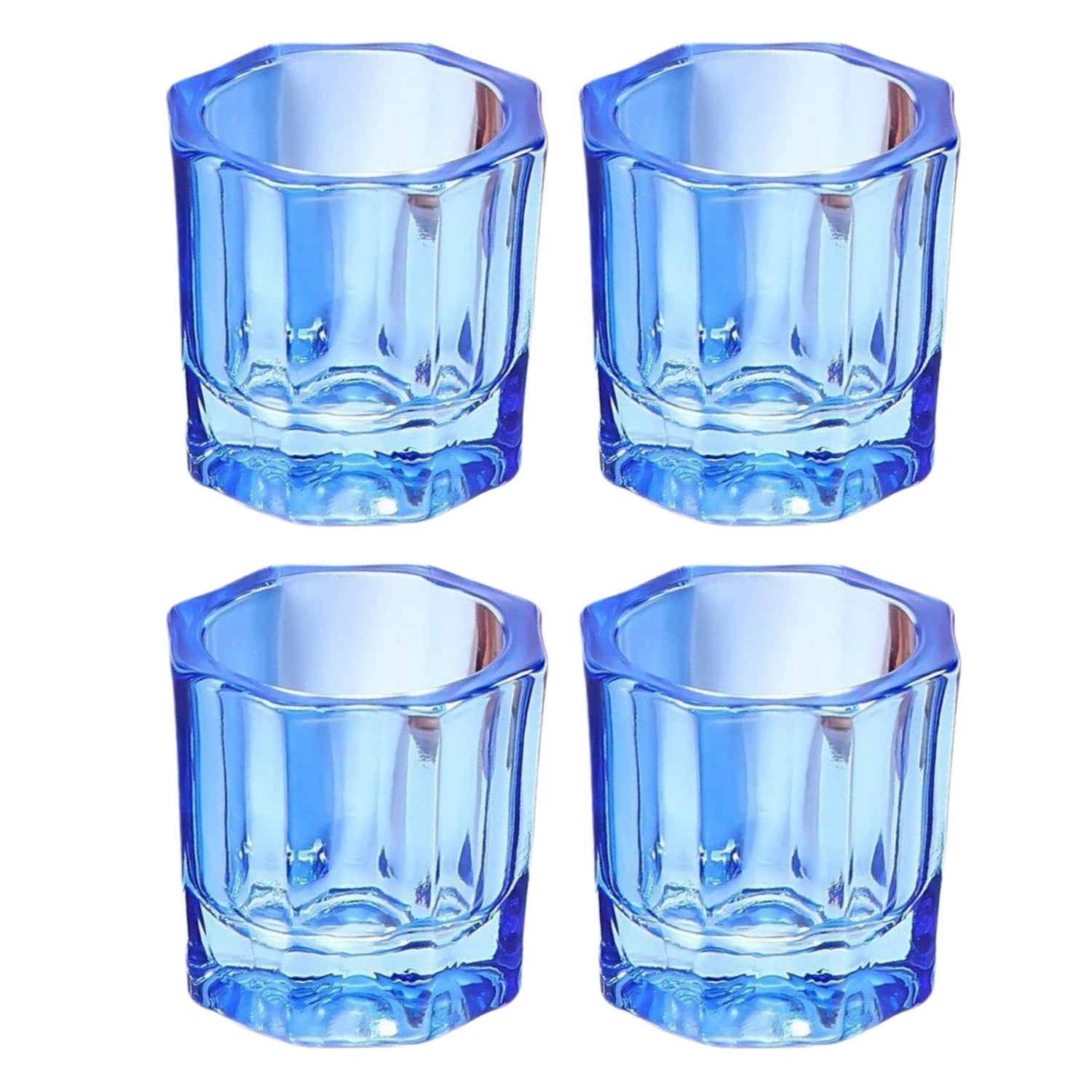 4Pcs/Pack Crystal Glass Dappen Dish Dental Mixing Bowls Liquid Nail Art Cup Octagonal Glassware Dentist Lab Tools