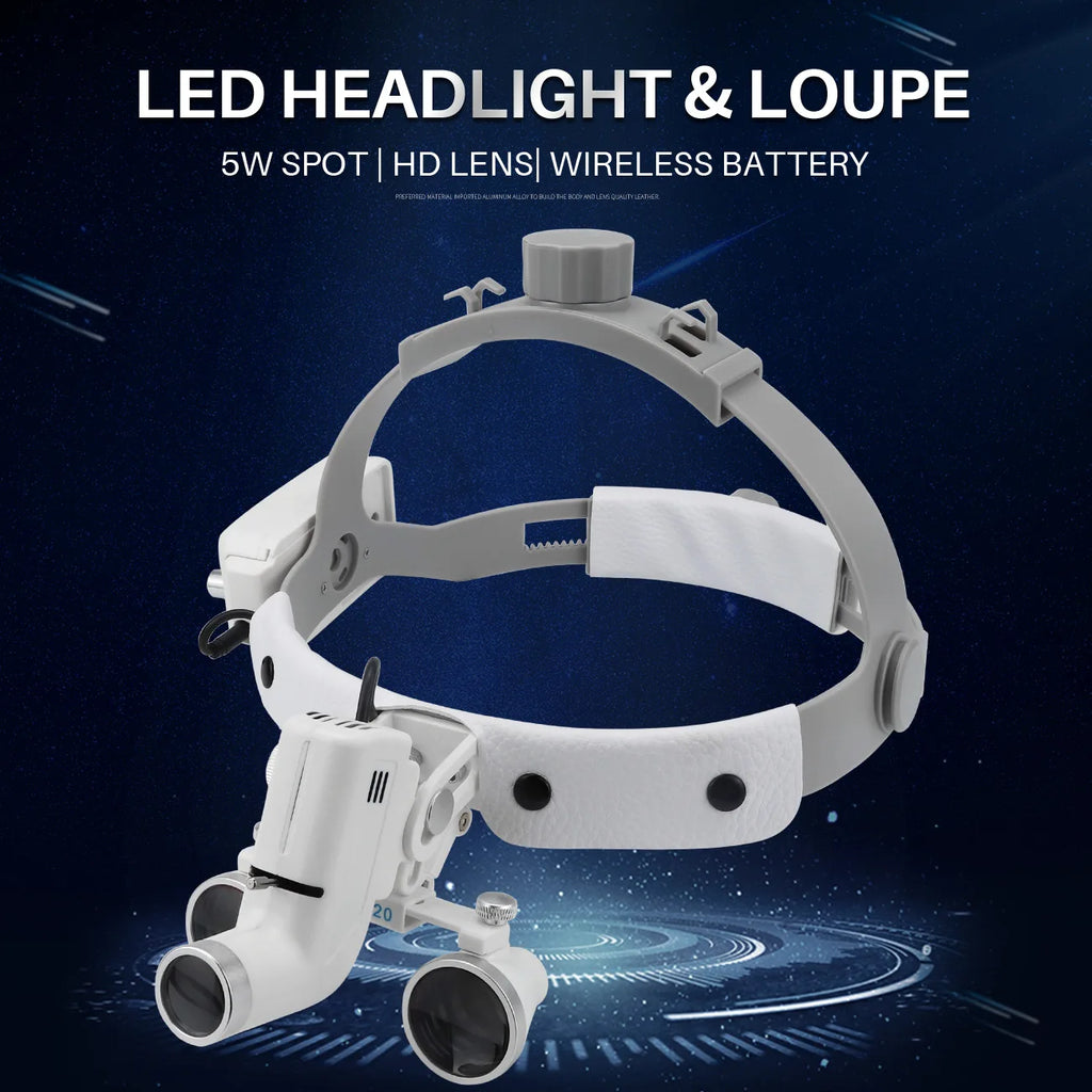 2.5X/3.5X  Dental LED Light Lamp Binocular Loupes Brightness Spot Adjustable Dental Lab 5W Headlamp For Surgical Headlight