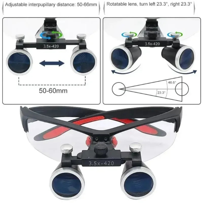 Dentistry head-mounted Dentistry Binocular 2.5X 3.5X optics glasses for oral cavity surgery fill light nursing material Tools