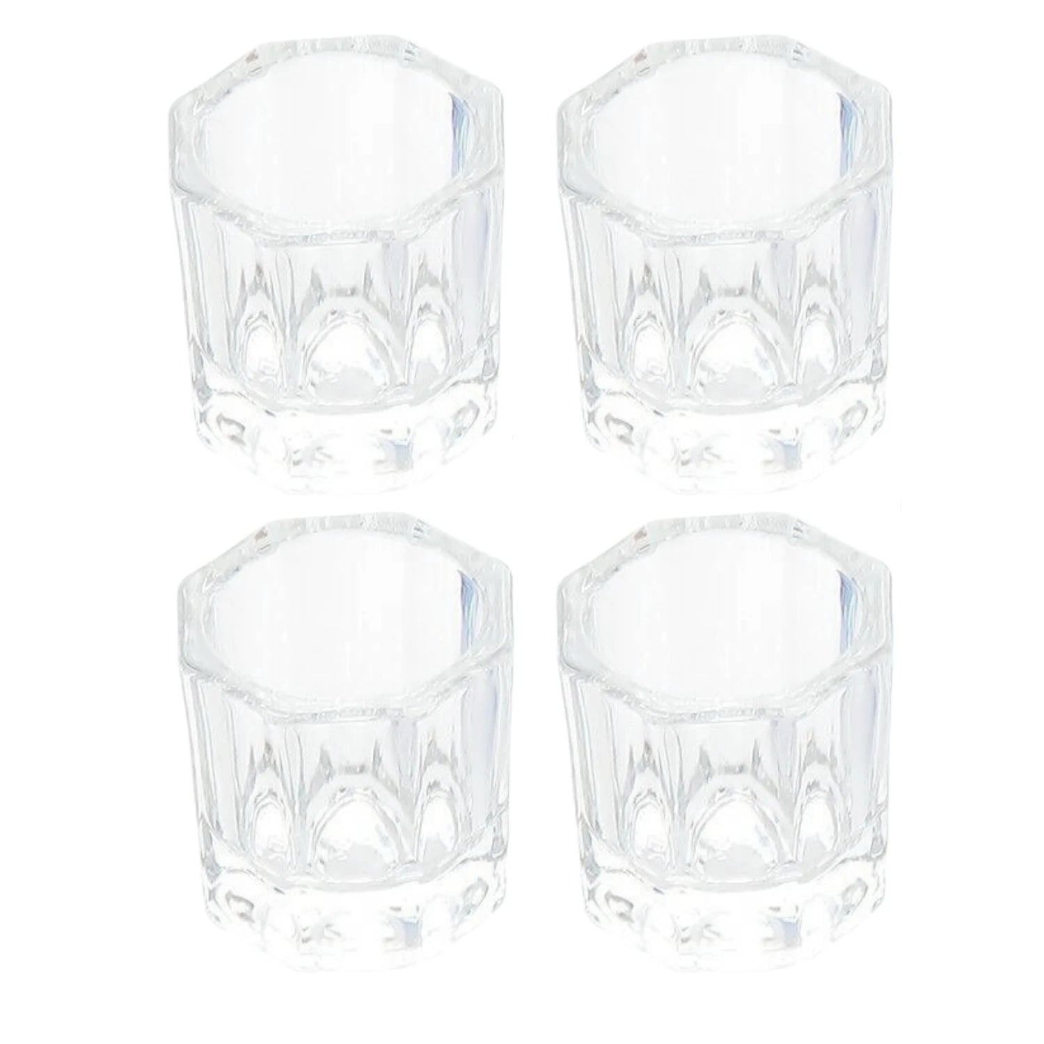 4Pcs/Pack Crystal Glass Dappen Dish Dental Mixing Bowls Liquid Nail Art Cup Octagonal Glassware Dentist Lab Tools