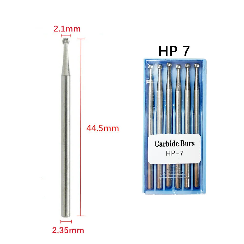 1Box Dental Tungsten Carbide Burs Low Speed Drill Round RA HP Latch Type For Dentistry Contra Angle/Straight Handpiece Cutter