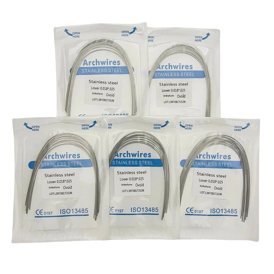 10pcs/bag Dental Orthodontic ArchWire Ti-Mo Alloy Archwire Natural Rect Upper Lower TMABeta Titanium Molybdenum Dentist Material