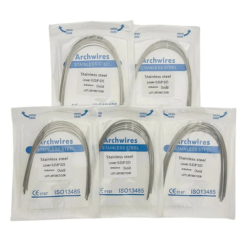 10pcs/bag Dental Orthodontic ArchWire Ti-Mo Alloy Archwire Natural Rect Upper Lower TMABeta Titanium Molybdenum Dentist Material