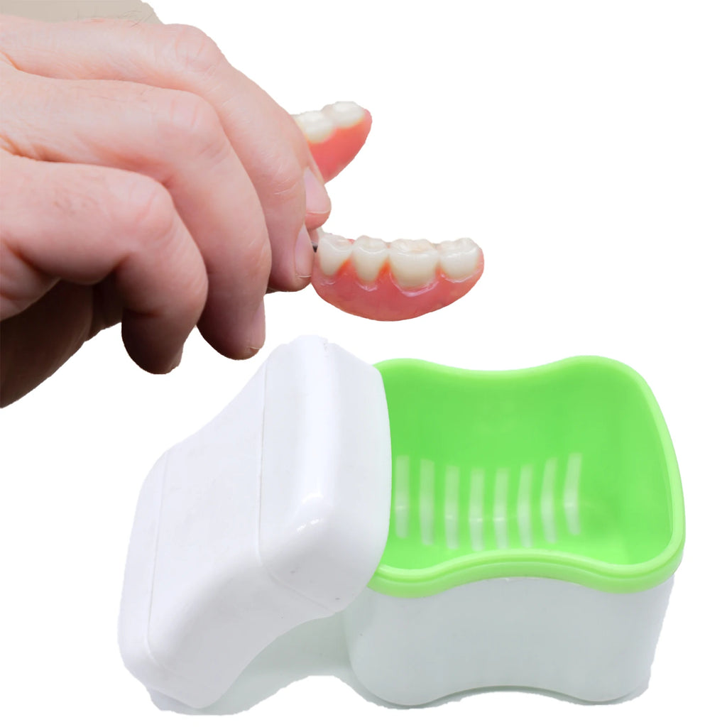 1Pcs Blue Green Denture False Teeth Box Storage Box Rinse And Clean The Denture Case Dental Oral Care Heath Tools