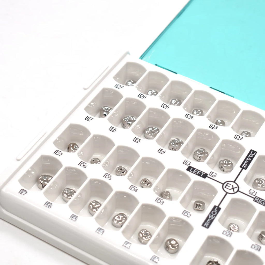 48pcs/box Dental Kid Crowns Preformed Metal Crown Stainless Steel Temporary Crowns Dentistry Orthodontic Materials Therapy Tools