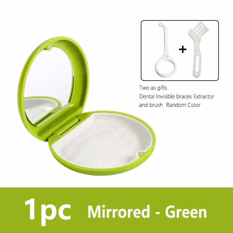 Oral Mouth Guard Aligner Braces Orthodontics Container Retainer Box Portable Travel False Denture Boxes Circular Magnetic Box