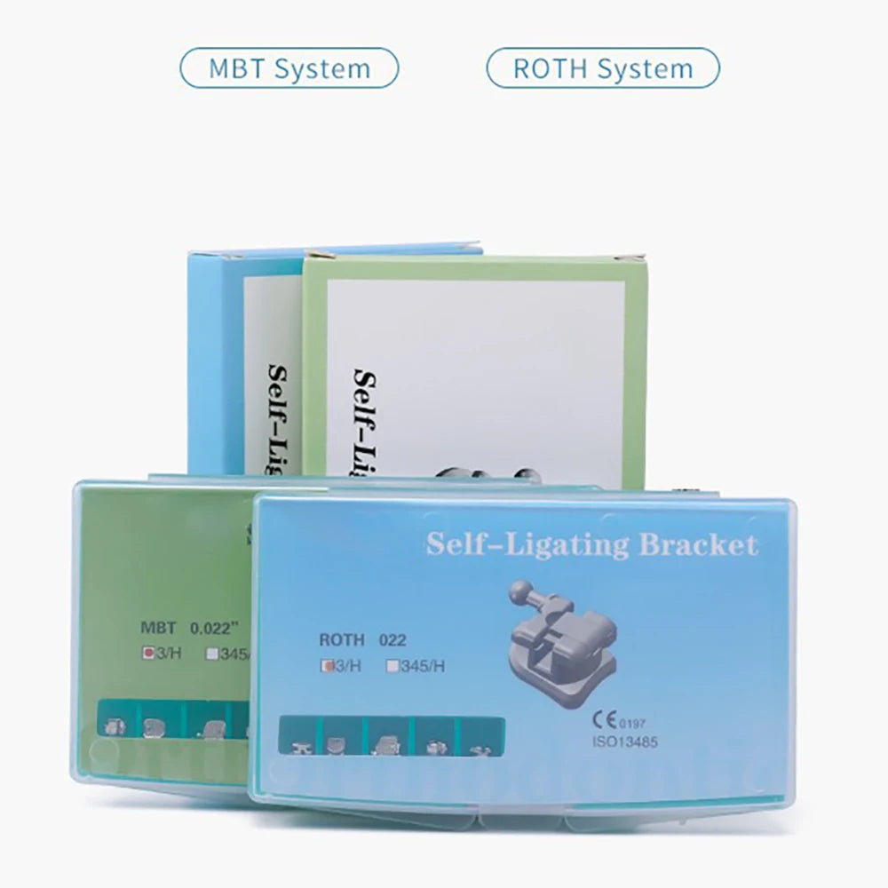 Dental Orthodontic Self-Ligating Metal Brackets - Roth/MBT 022 Slot | Ultra-Thin 1.8mm Design