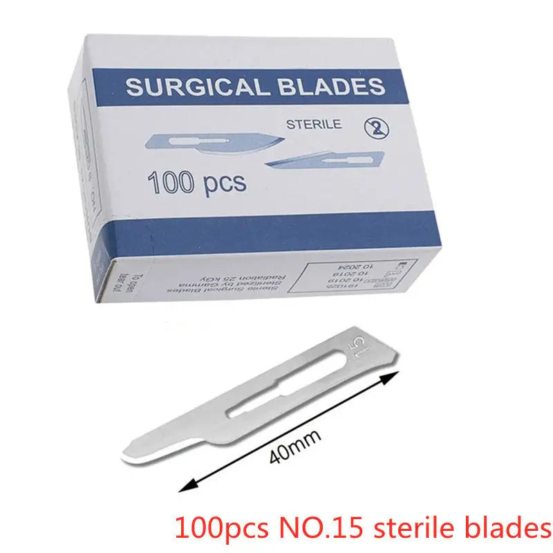 100pcs Sterile Carbon Steel Surgical Blades for DIY Cutting Phone Repair Carving Animal Grooming Maintenance Scalpel Knife